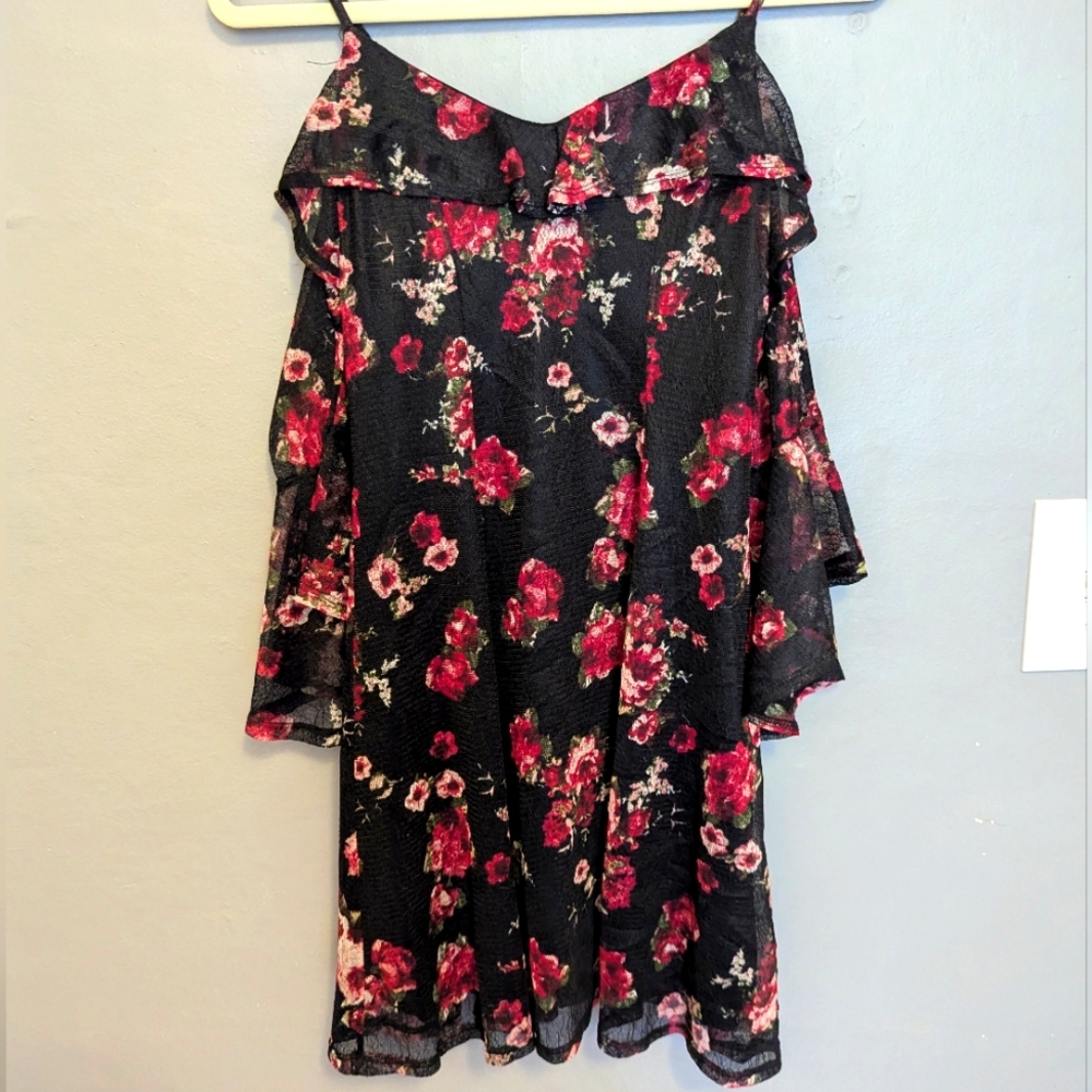 Black and Red Floral Mini Dress